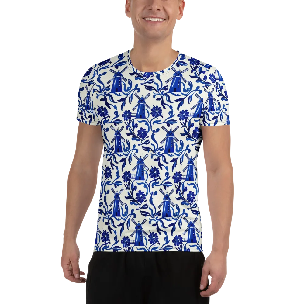 Blue Delft Breeze on Men's Athletic T-Shirt — Front