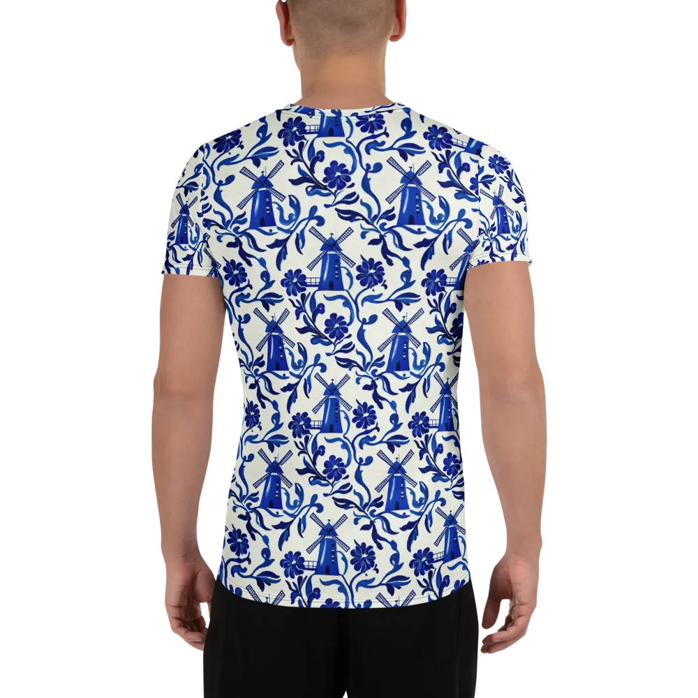 Blue Delft Breeze on Men's Athletic T-Shirt — Back