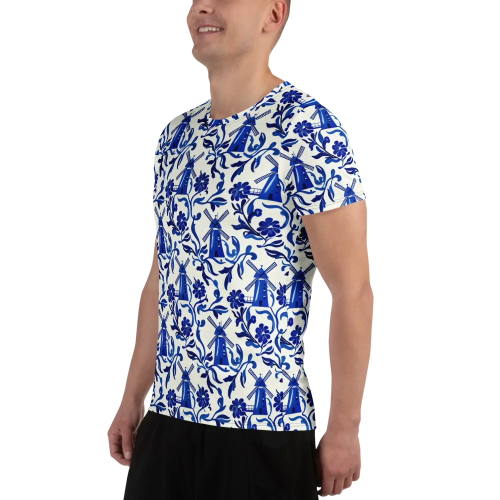 Blue Delft Breeze on Men's Athletic T-Shirt — Left