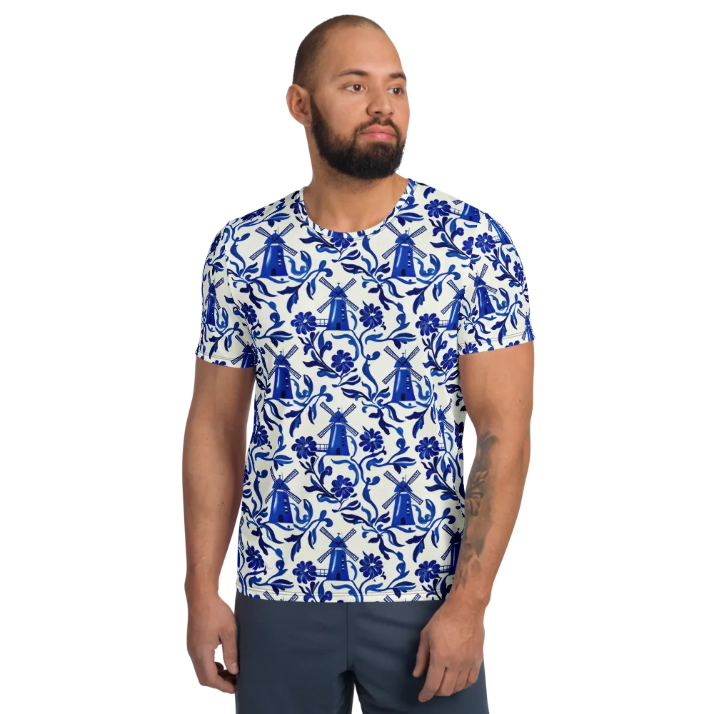 Blue Delft Breeze on Men's Athletic T-Shirt — Front