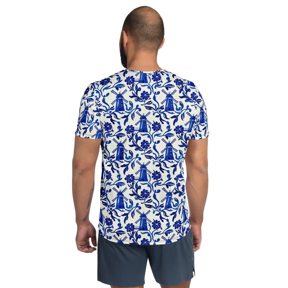 Blue Delft Breeze on Men's Athletic T-Shirt — Back