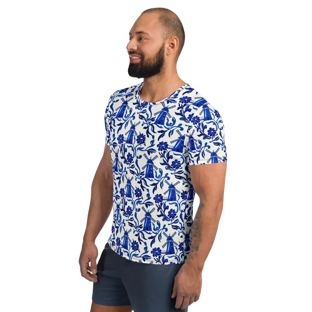 Blue Delft Breeze on Men's Athletic T-Shirt — Left
