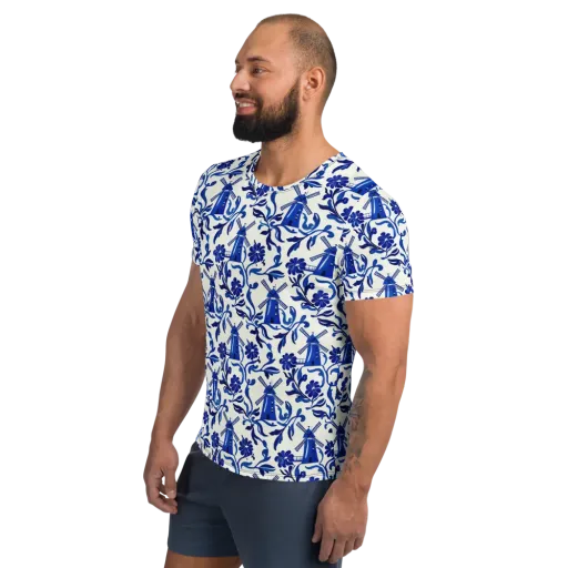 Blue Delft Breeze on a Men's Athletic T-Shirt
