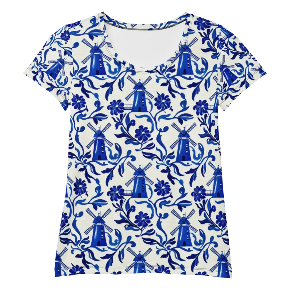 Blue Delft Breeze on Women's Athletic T-Shirt — Front