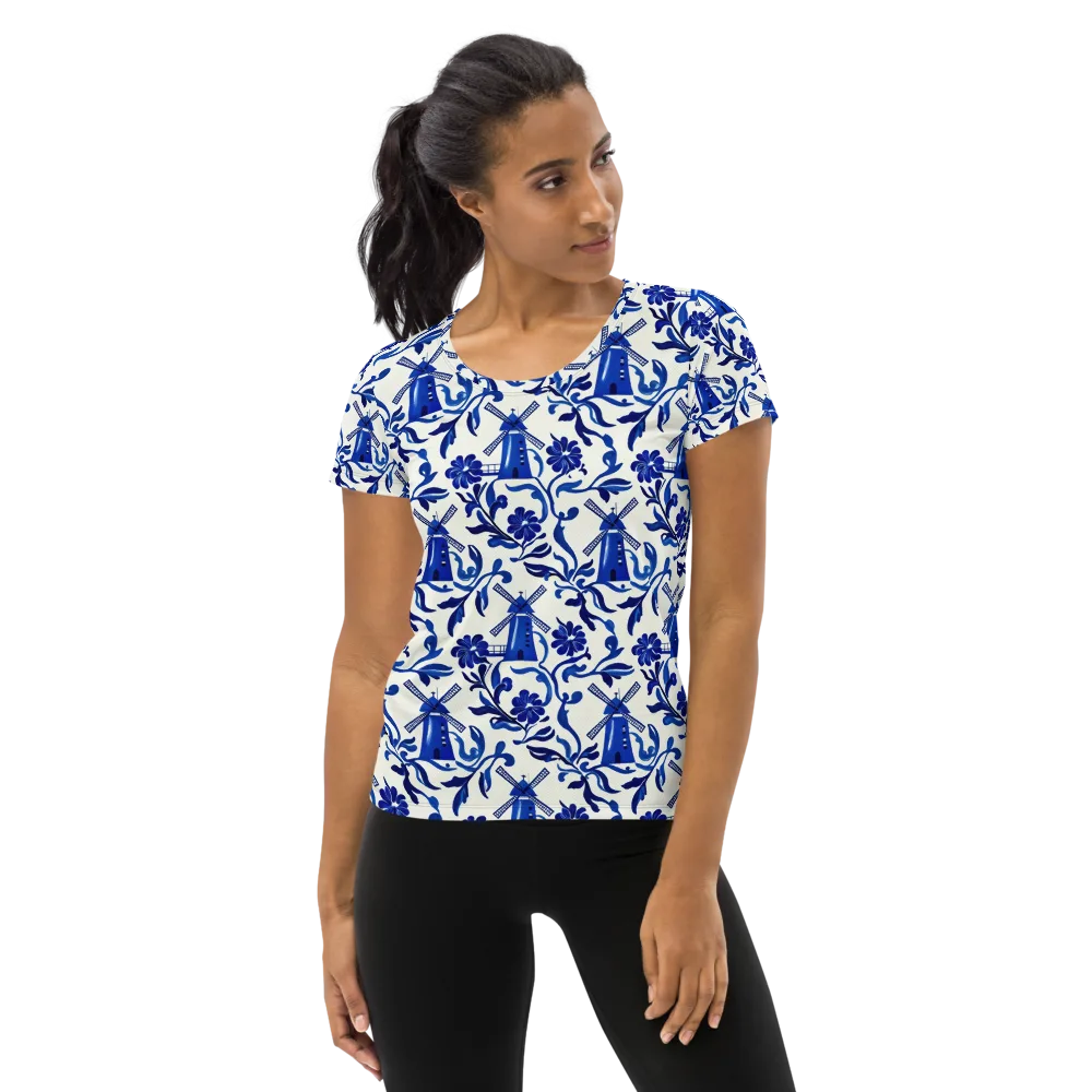 Blue Delft Breeze on Women's Athletic T-Shirt — Front