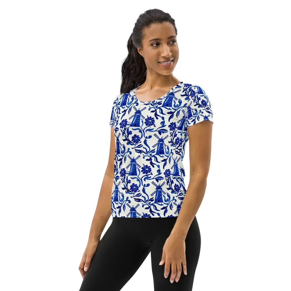 Blue Delft Breeze on Women's Athletic T-Shirt — Left