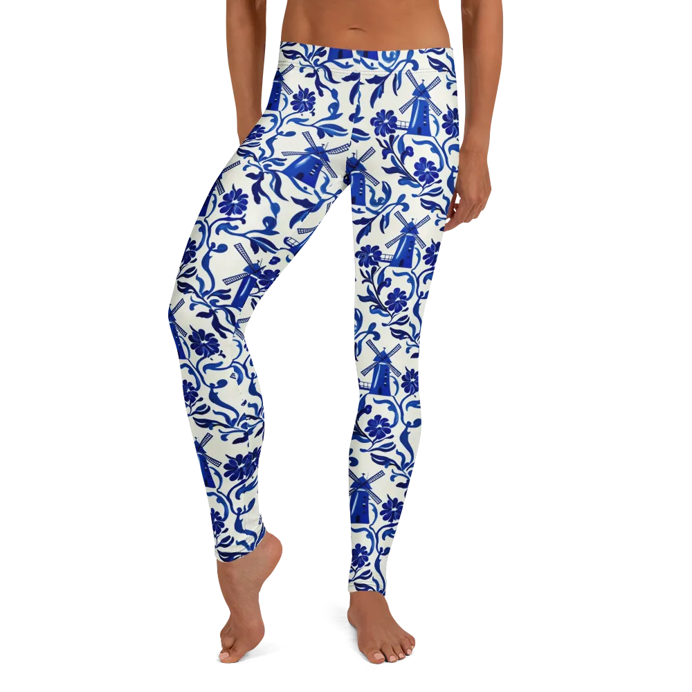 Blue Delft Breeze on Leggings — Front