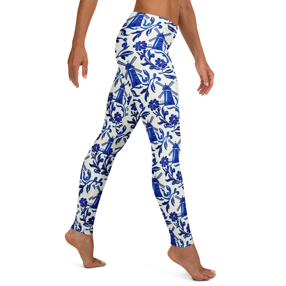 Blue Delft Breeze on Leggings — Right