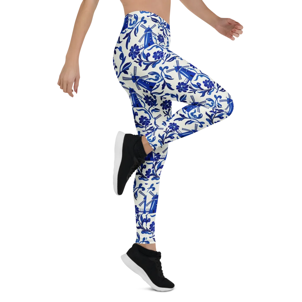 Blue Delft Breeze on Leggings — Right