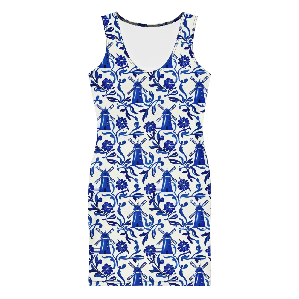 Blue Delft Breeze on Bodycon Dress — Front