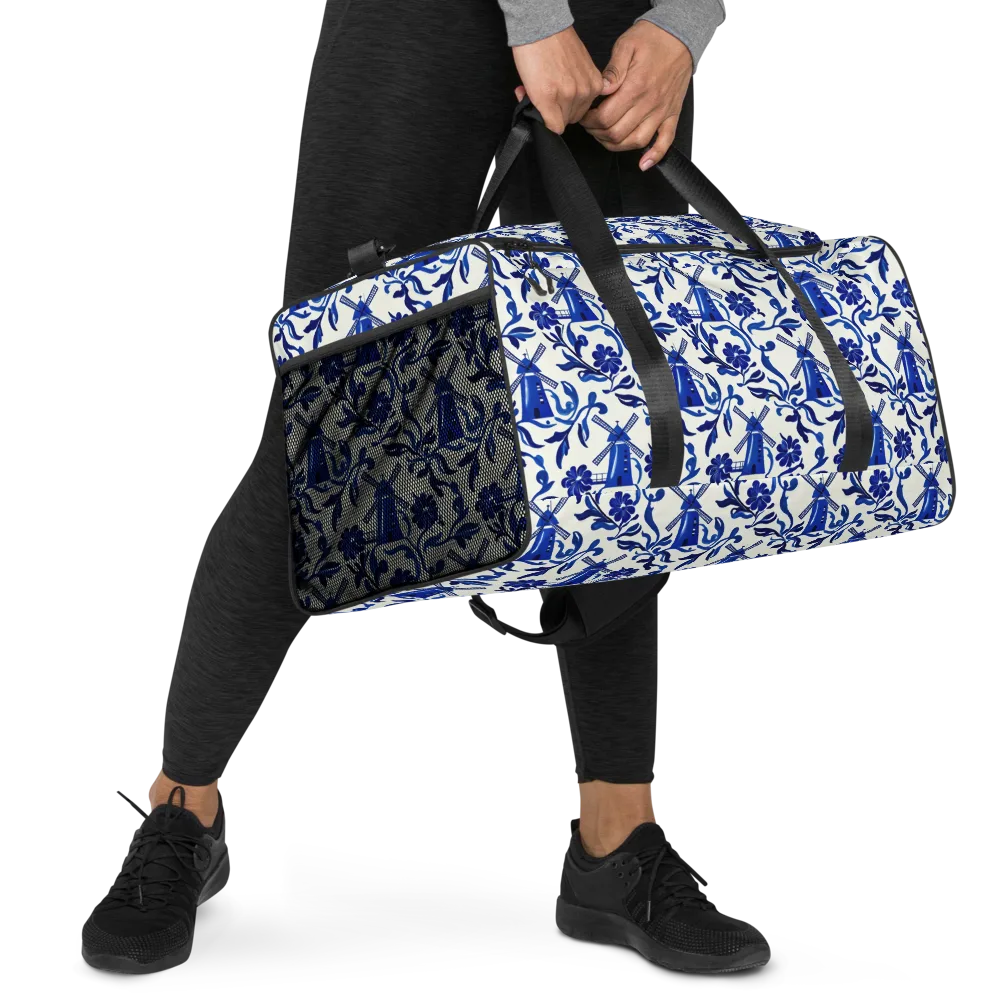 Blue Delft Breeze on Duffle Bag — Right Front
