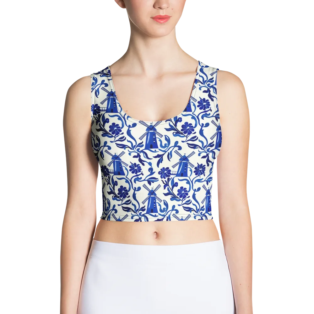 Blue Delft Breeze on Crop Top — Front
