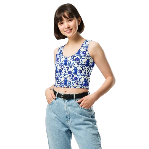 Blue Delft Breeze on a Crop Top