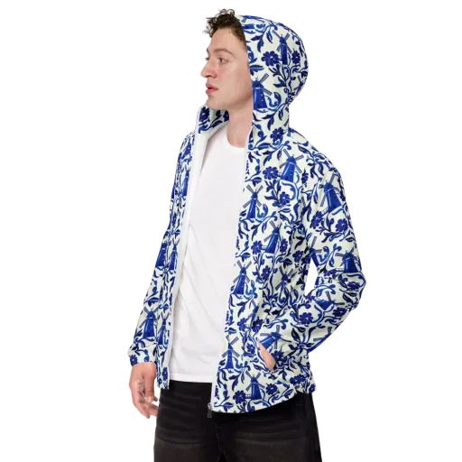 Blue Delft Breeze on a Men's Windbreaker
