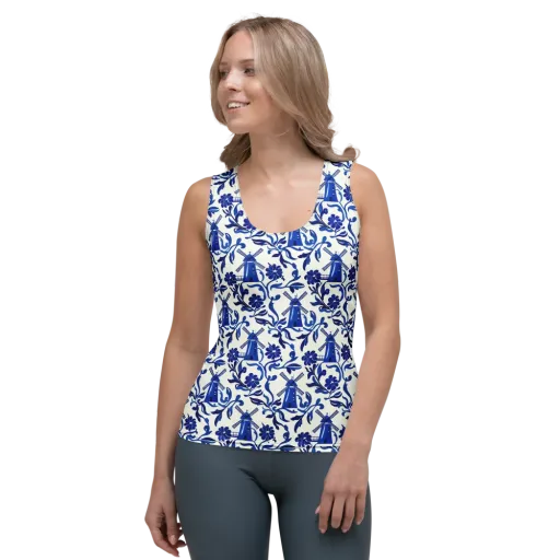 Blue Delft Breeze on a Women's Tank Top