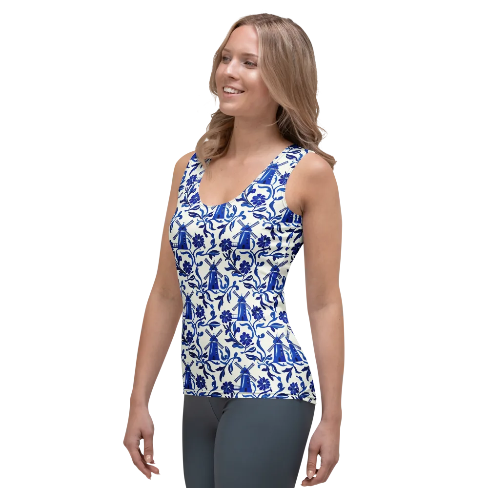 Blue Delft Breeze on Women's Tank Top — Left Front