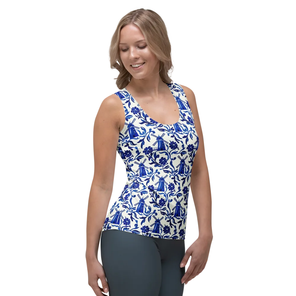 Blue Delft Breeze on Women's Tank Top — Right Front