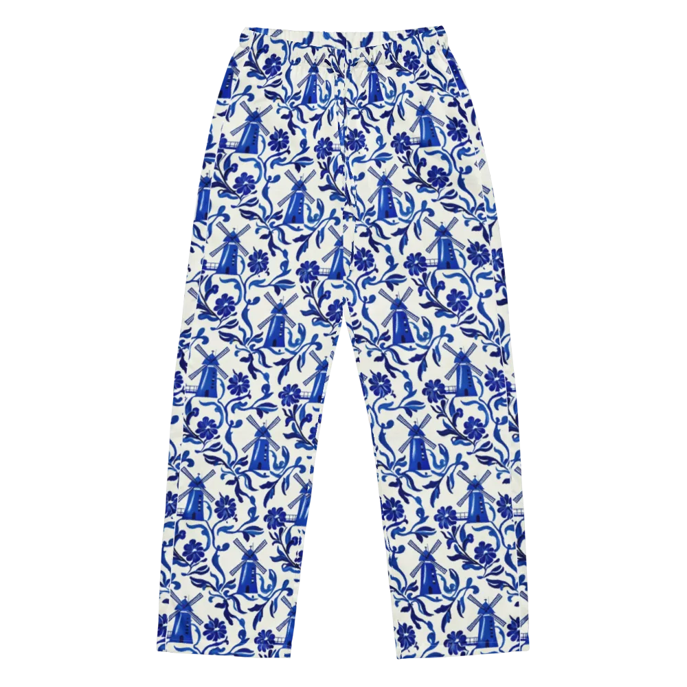 Blue Delft Breeze on Women's Pajama Pants — Front