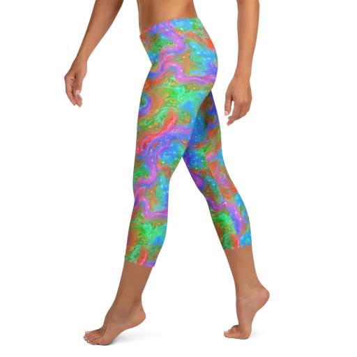 Psychedelic Cascade on a Capri Leggings