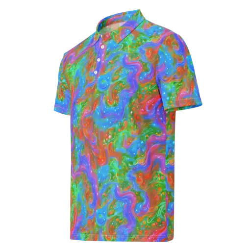 Psychedelic Cascade on a Men's Slim Fit Polo Shirt
