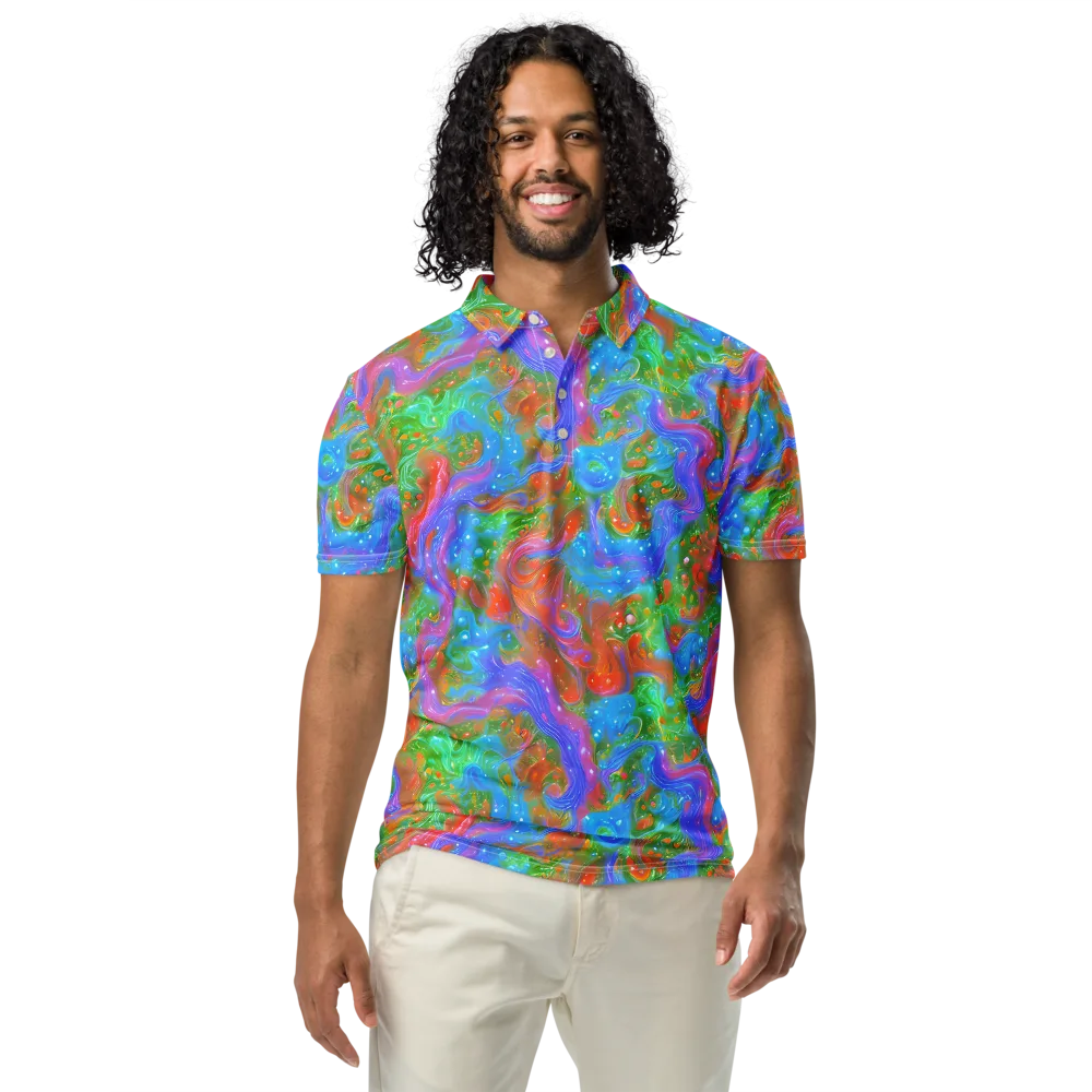 Psychedelic Cascade on Men's Slim Fit Polo Shirt — Front