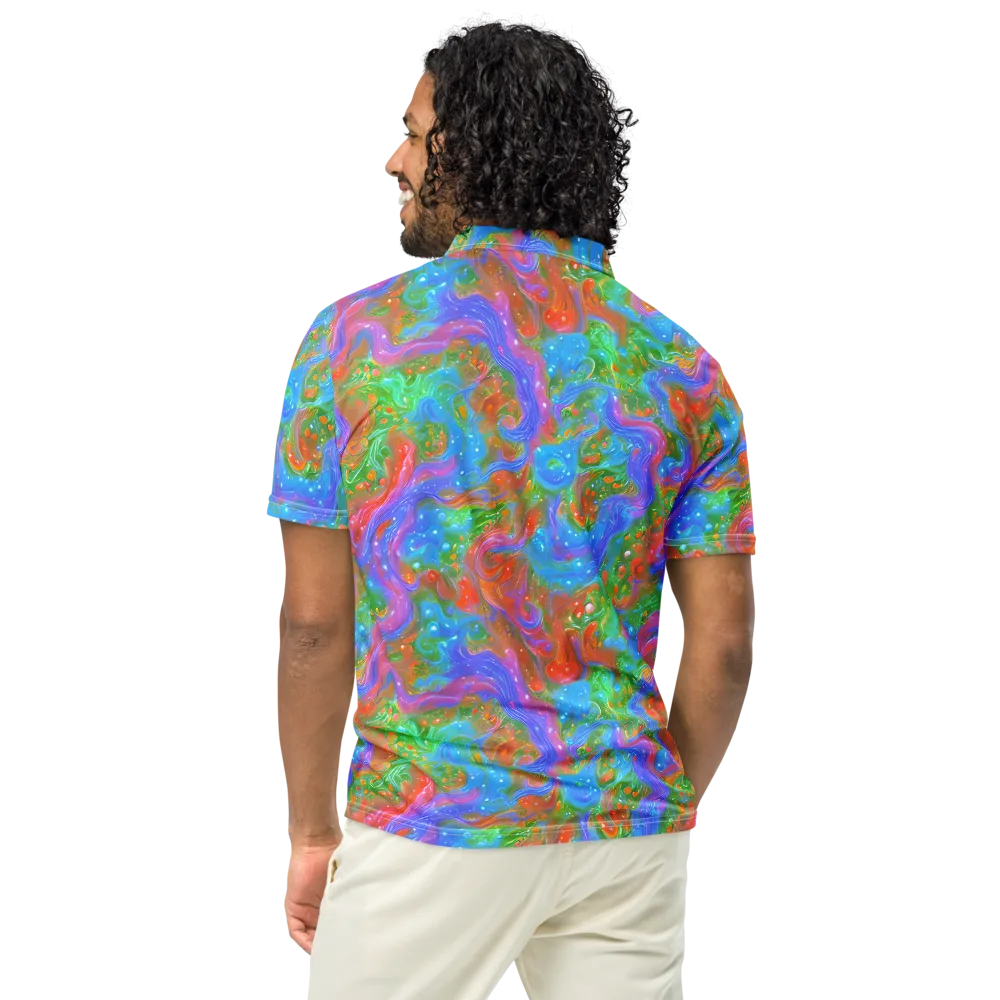 Psychedelic Cascade on Men's Slim Fit Polo Shirt — Back