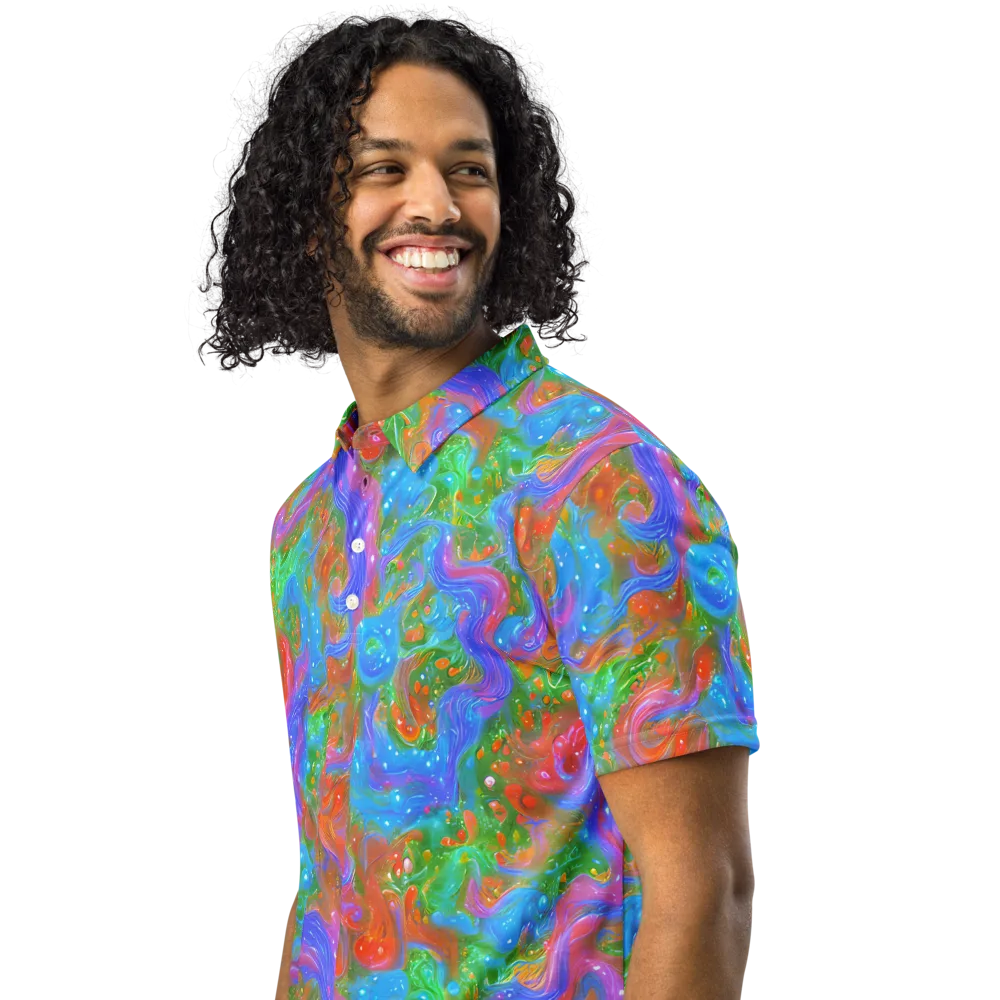 Psychedelic Cascade on Men's Slim Fit Polo Shirt — Left Front