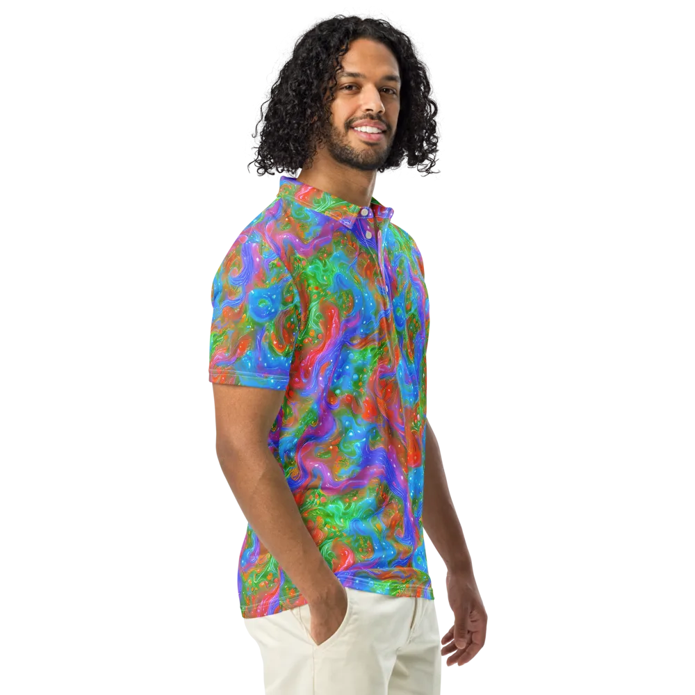 Psychedelic Cascade on Men's Slim Fit Polo Shirt — Right Front