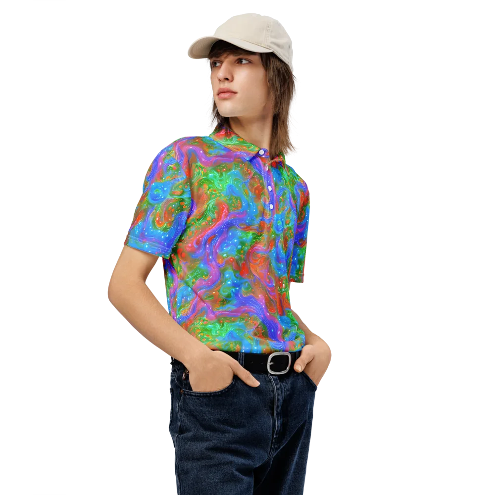 Psychedelic Cascade on Men's Slim Fit Polo Shirt — Right Front