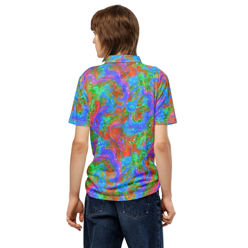 Psychedelic Cascade on Men's Slim Fit Polo Shirt — Back