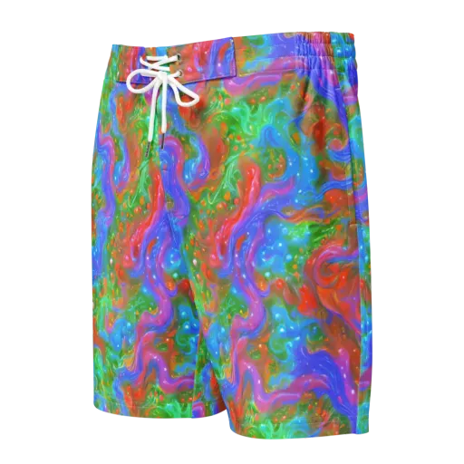 Psychedelic Cascade on a Men's Board Shorts
