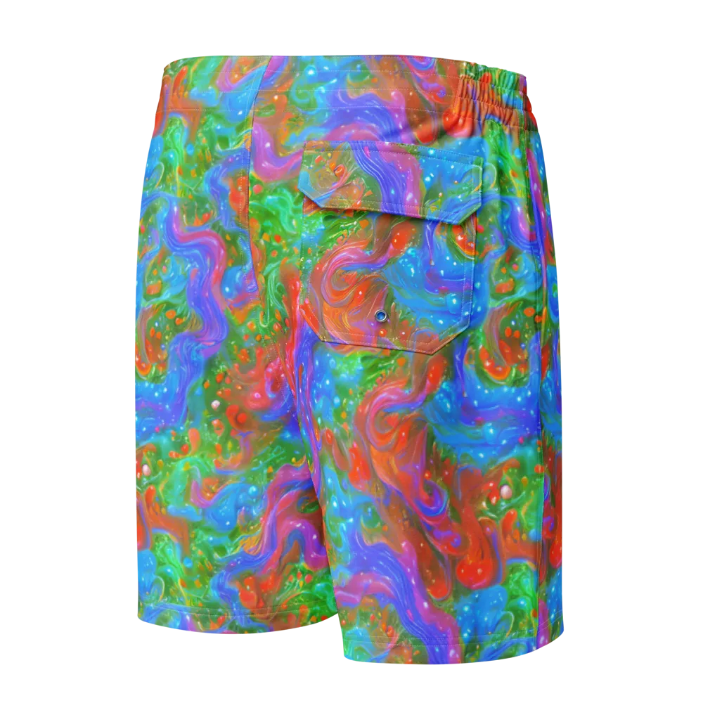 Psychedelic Cascade on Men's Board Shorts — Back