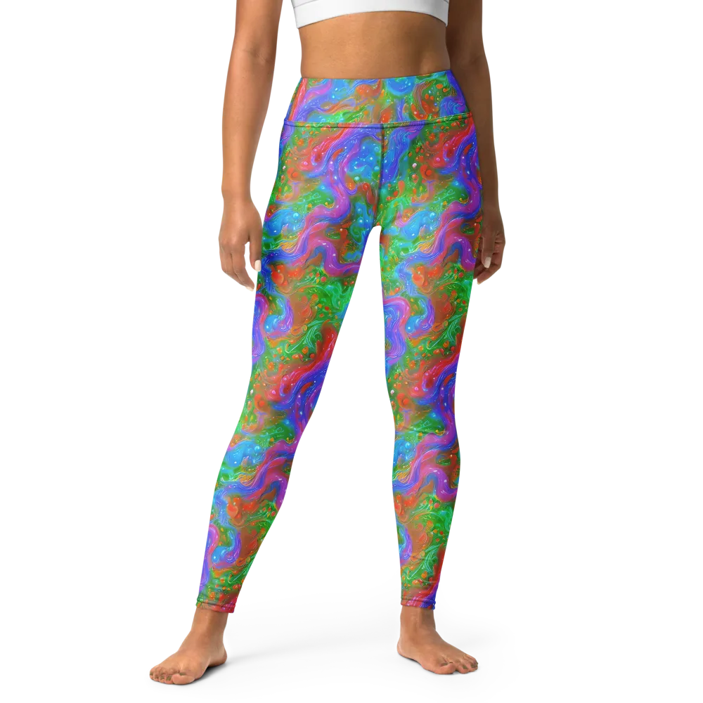 Psychedelic Cascade on Yoga Leggings — Front