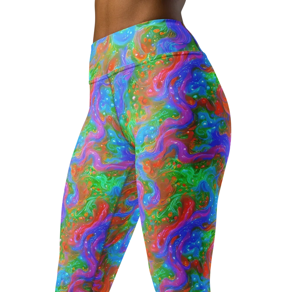 Psychedelic Cascade on Yoga Leggings — Left Front