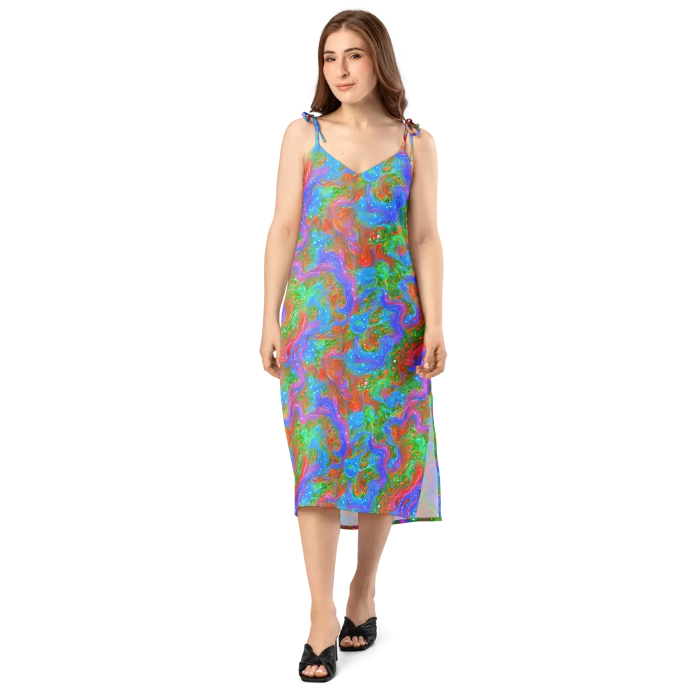 Psychedelic Cascade on Slip Dress — Front