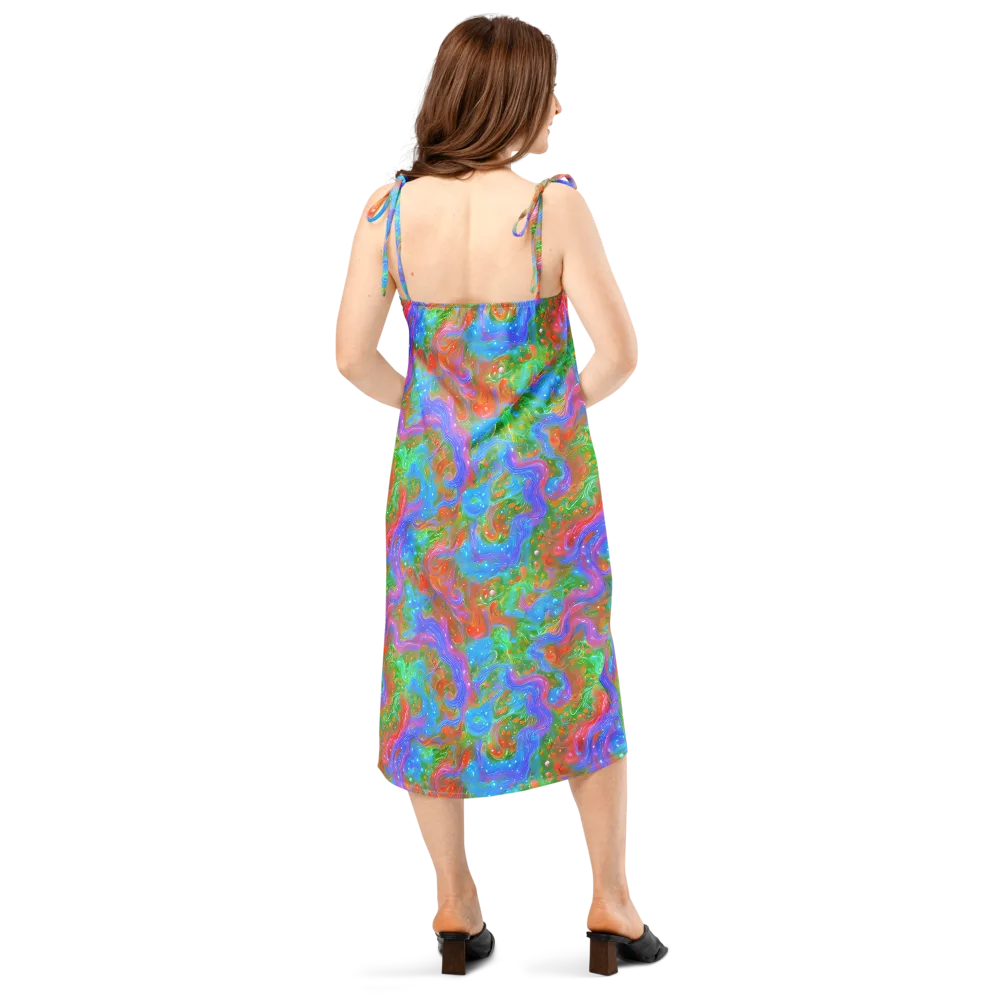 Psychedelic Cascade on Slip Dress — Back