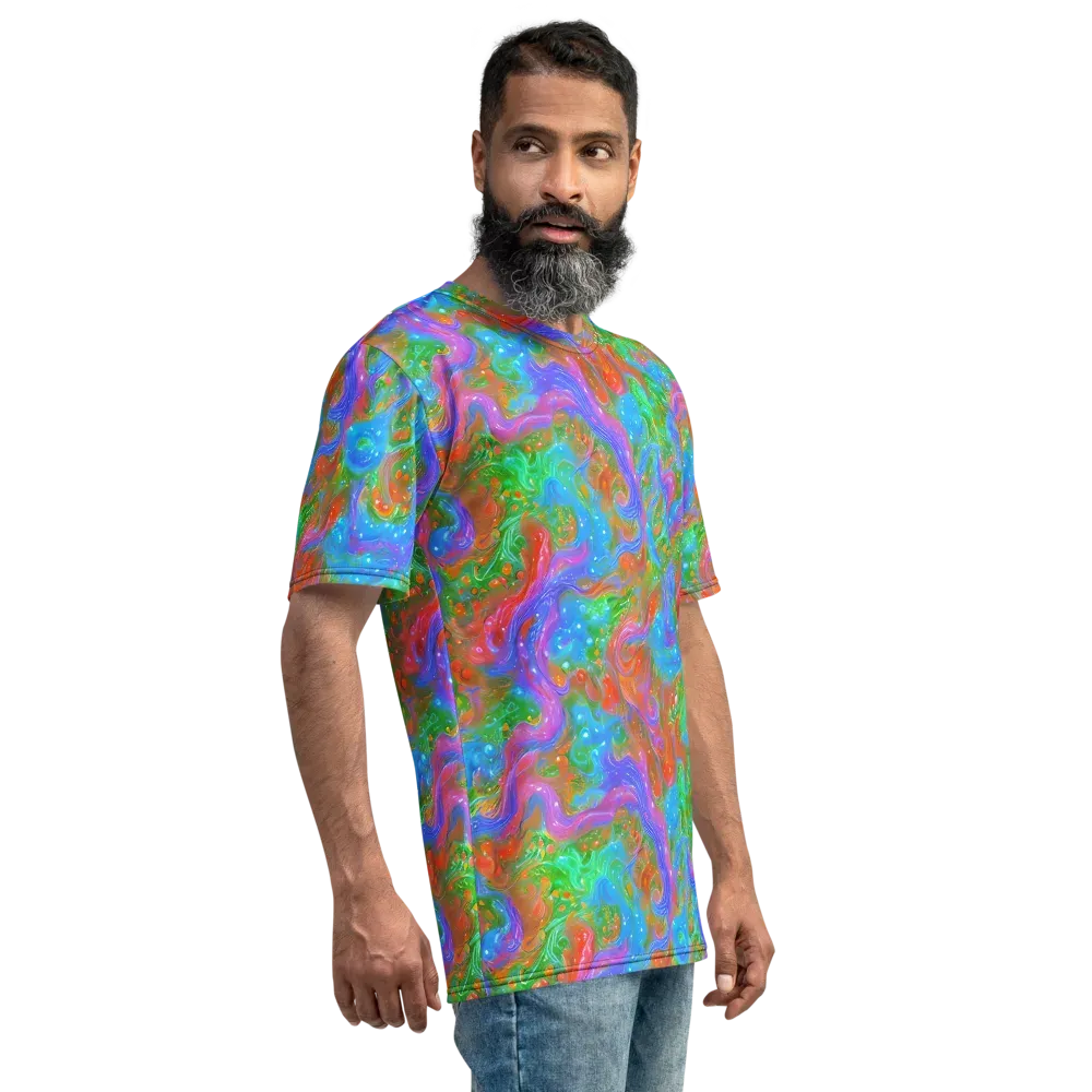 Psychedelic Cascade on Men's Crew Neck T-Shirt — Right