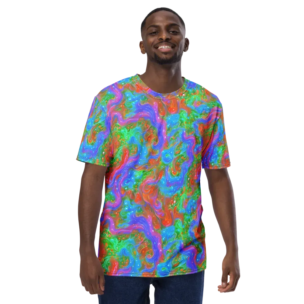 Psychedelic Cascade on Men's Crew Neck T-Shirt — Front
