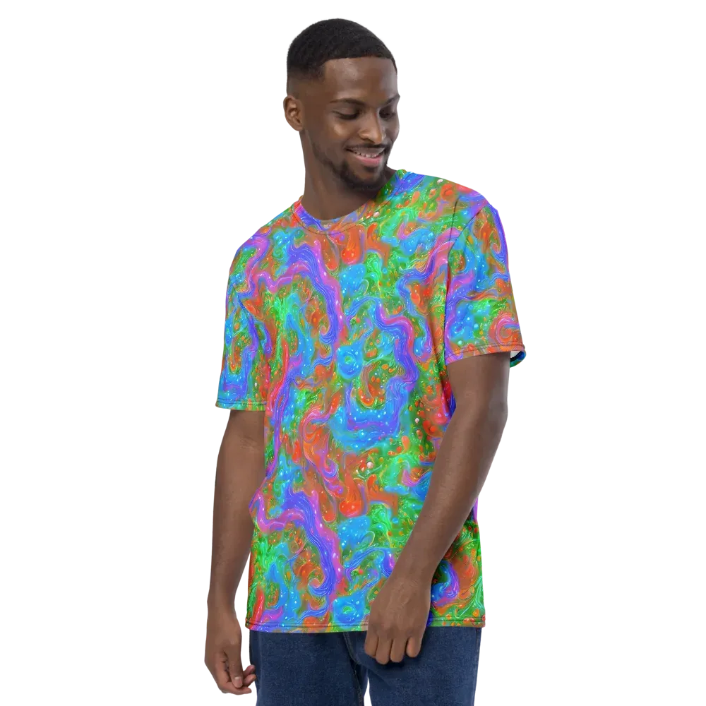 Psychedelic Cascade on Men's Crew Neck T-Shirt — Left