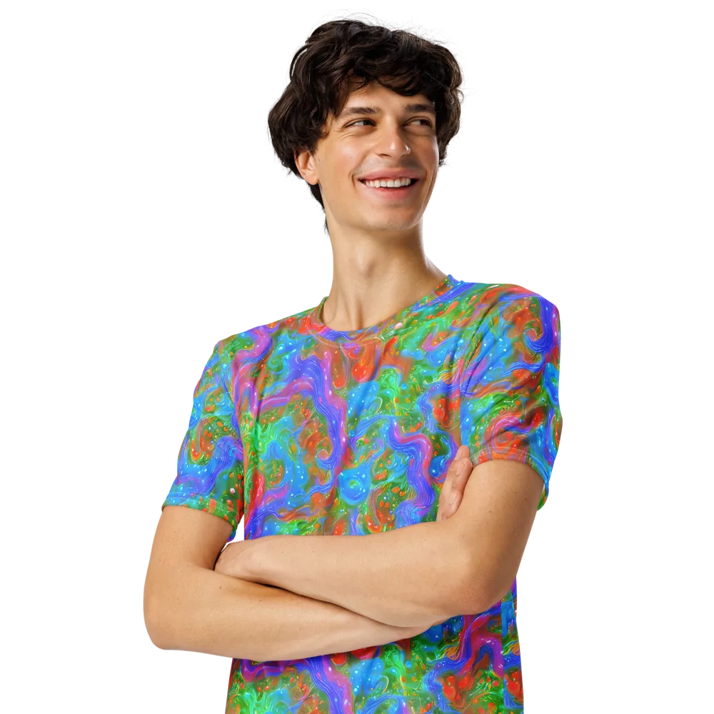 Psychedelic Cascade on Men's Crew Neck T-Shirt — Left Front
