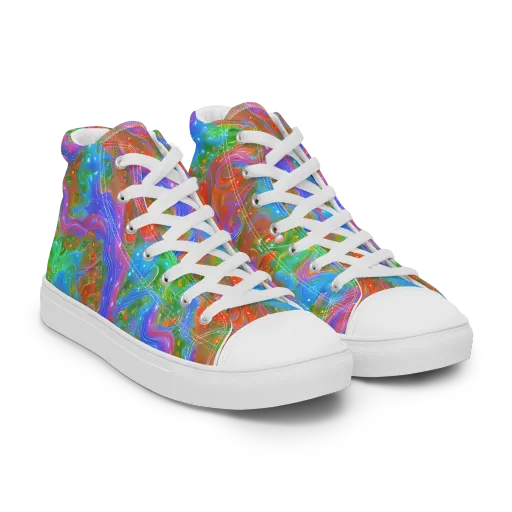 Psychedelic Cascade on a Men's High Top Canvas Shoes