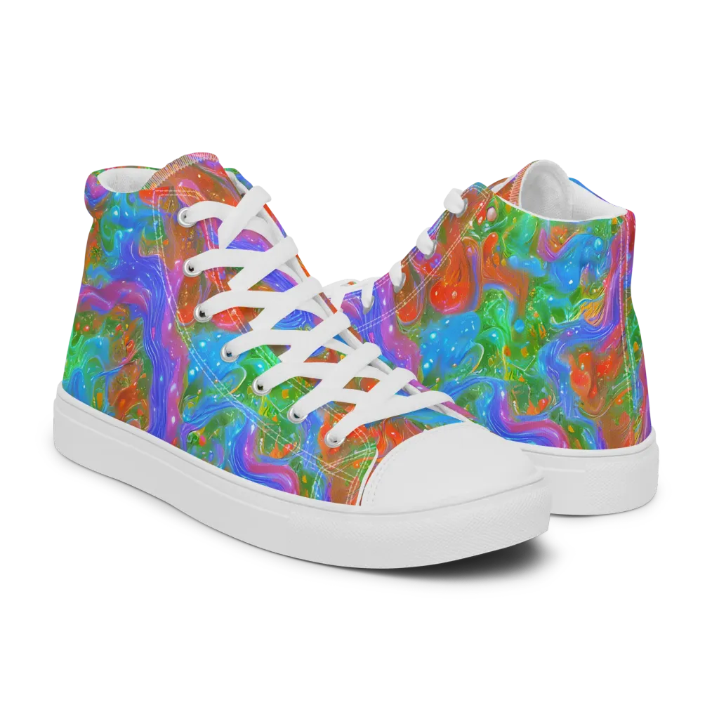 Psychedelic Cascade on Men's High Top Canvas Shoes — Right