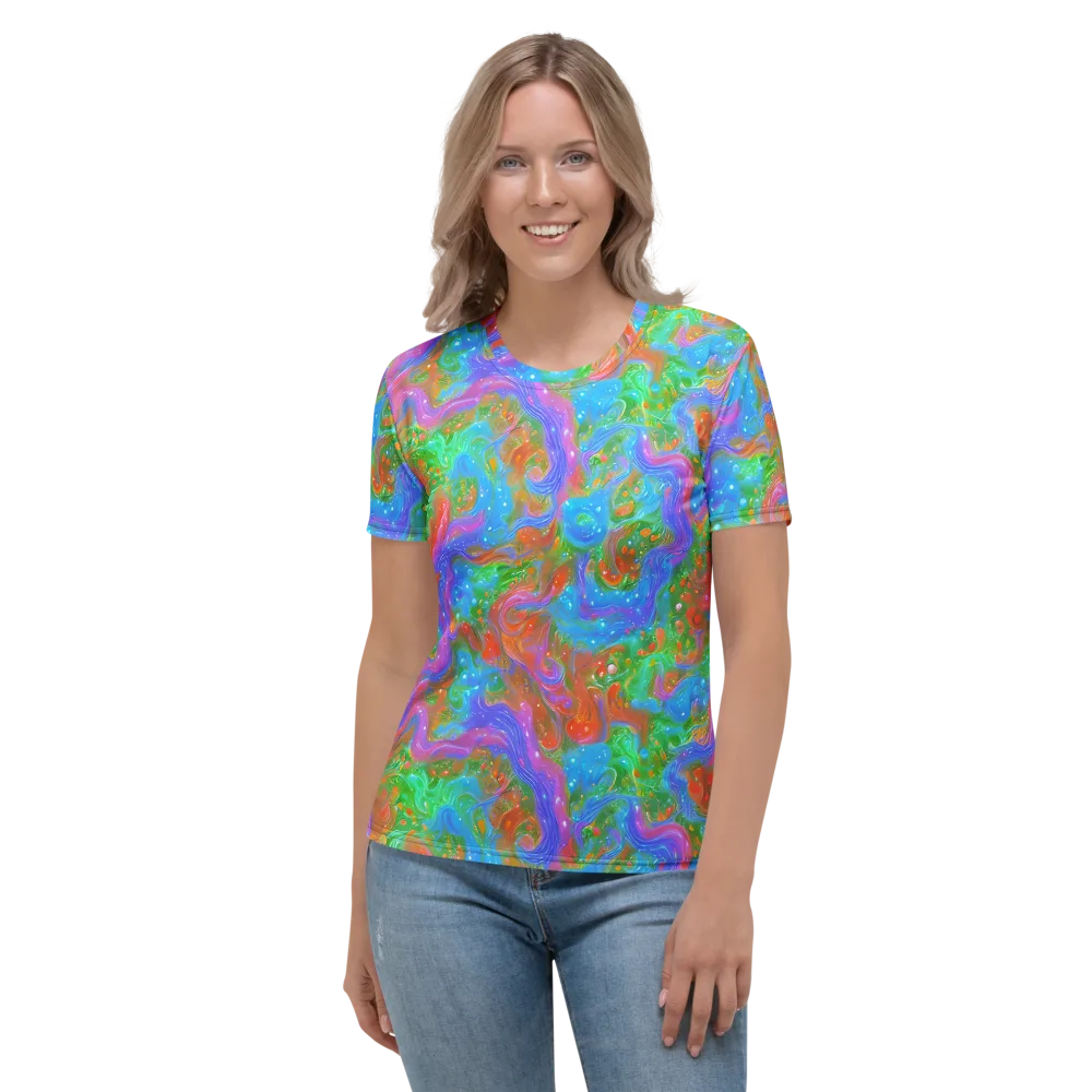 Psychedelic Cascade on Women's Crew Neck T-Shirt — Front