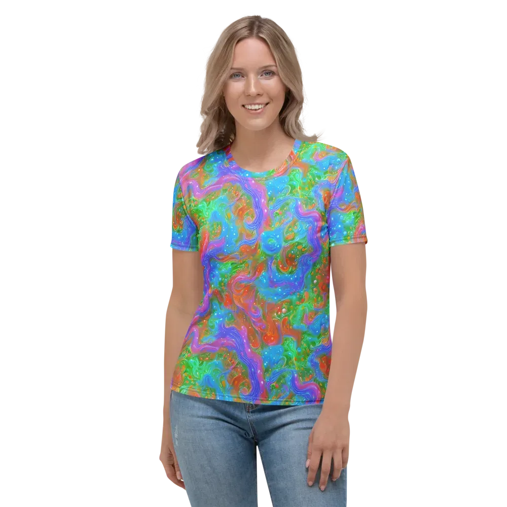 Psychedelic Cascade on Women's Crew Neck T-Shirt — Front