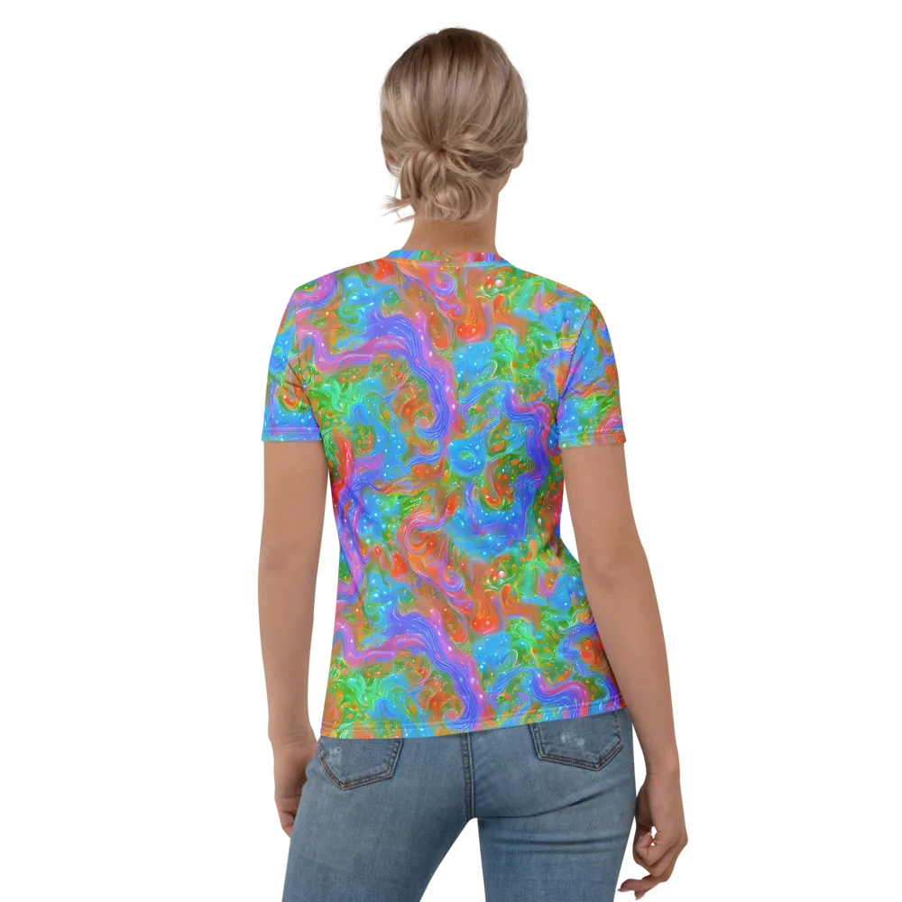 Psychedelic Cascade on Women's Crew Neck T-Shirt — Back