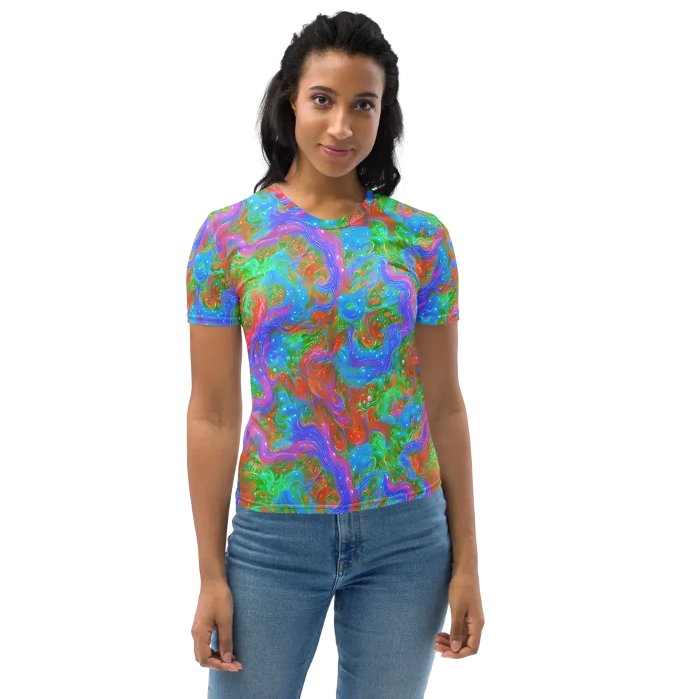 Psychedelic Cascade on Women's Crew Neck T-Shirt — Front