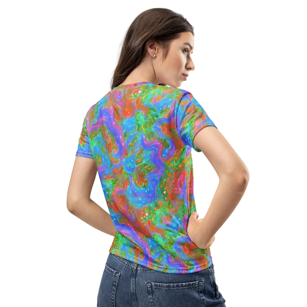 Psychedelic Cascade on Women's Crew Neck T-Shirt — Back