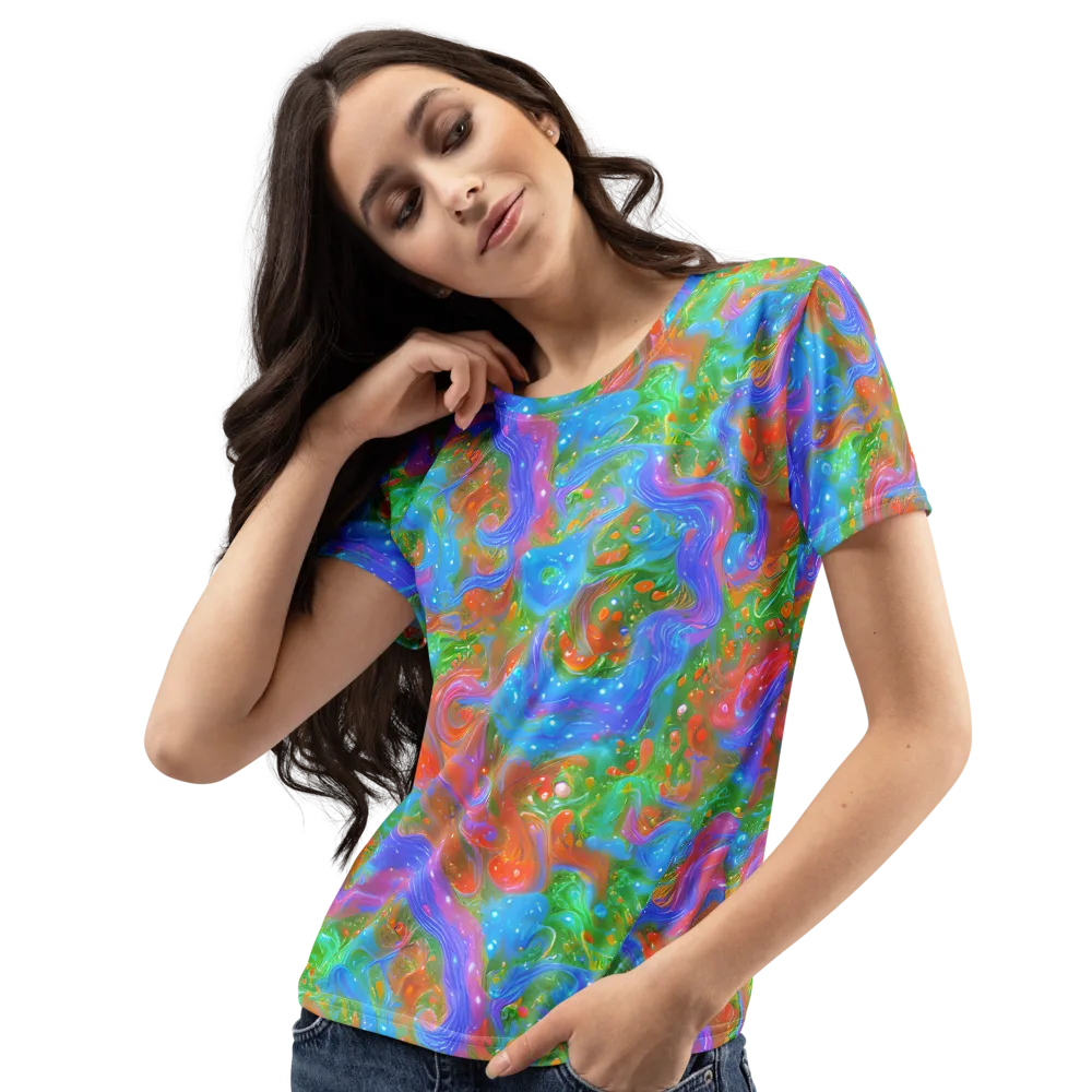 Psychedelic Cascade on Women's Crew Neck T-Shirt — Left Front