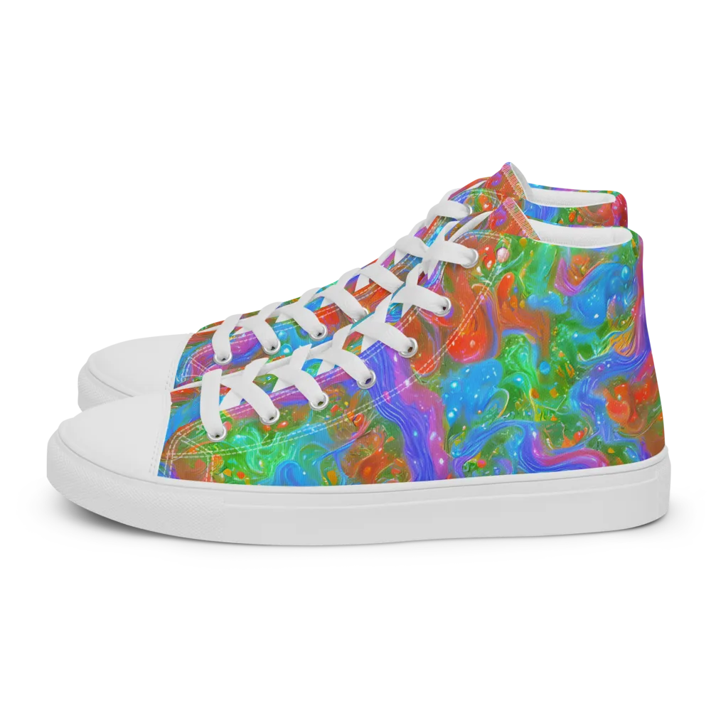 Psychedelic Cascade on Women's High Top Canvas Shoes — Left