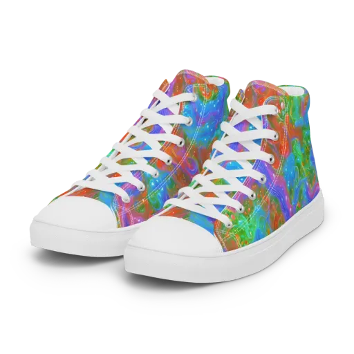 Psychedelic Cascade on a Women's High Top Canvas Shoes